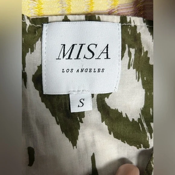 Misa Los Angeles Olive Green and White Long Sleeve Mini Dress - Picture 5 of 7